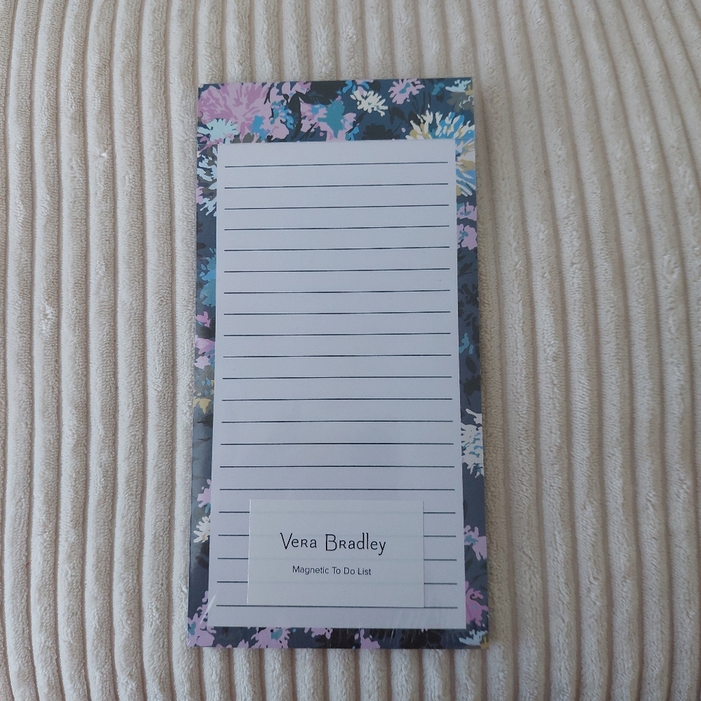 Vera Bradley Floral Magnetic To-Do List Navy Pink Blue Flowers Chrysantemum Cru